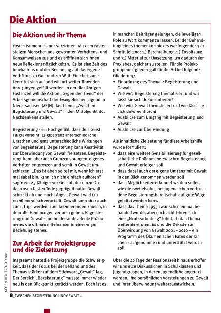 Gegen den Trend 2001 - Arbeitsgemeinschaft der Evangelischen ...