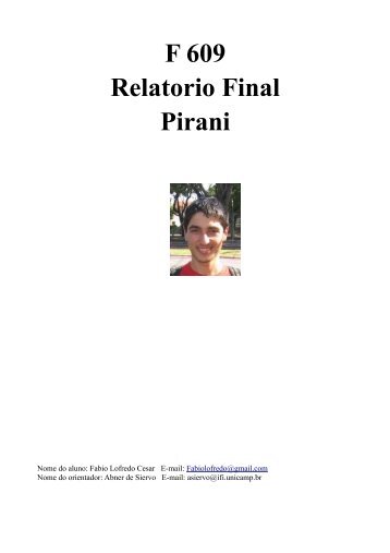 F 609 Relatorio Final Pirani - Unicamp