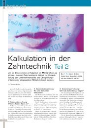 Kalkulation in der Zahntechnik Teil 2