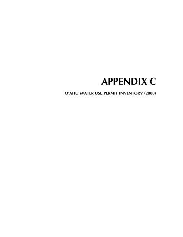 APPENDIX C - Honolulu Board of Water Supply