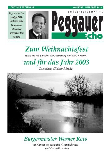 Zum Weihnachtsfest und für das Jahr 2003 - Marktgemeinde Peggau