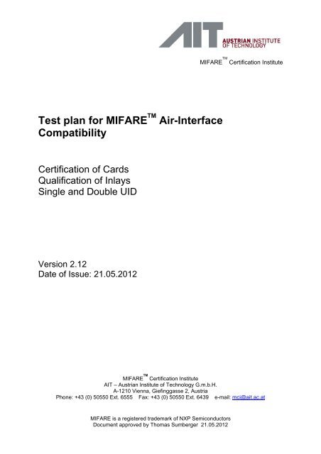 Testplan Cards and Inlays - AIT Austrian Institute of Technology