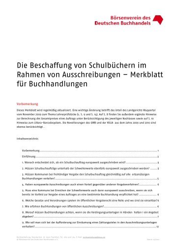 Beschaffung von Schulbüchern - Börsenverein des Deutschen ...