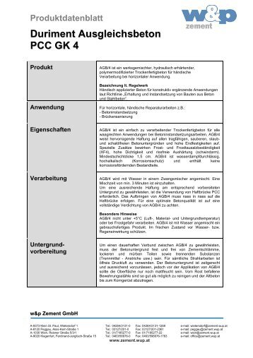 Duriment Ausgleichsbeton PCC GK 4 - Wietersdorfer & Peggauer ...