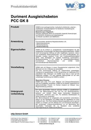 Duriment Ausgleichsbeton PCC GK 8 - Wietersdorfer & Peggauer ...