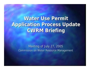 Water Use Permit Application Process Update ... - State of Hawaii