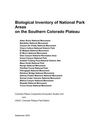Biological Inventory of National Park Areas on the - NPS Inventory ...