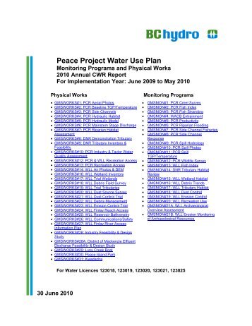 Peace Project Water Use Plan - BC Hydro