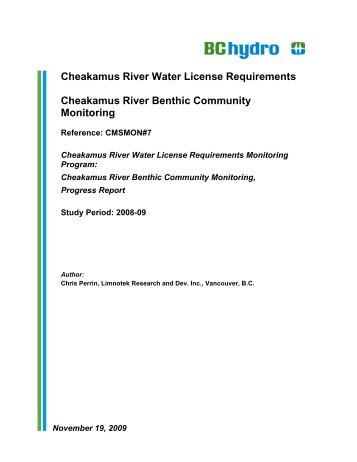 Cheakamus River Water License Requirements ... - BC Hydro