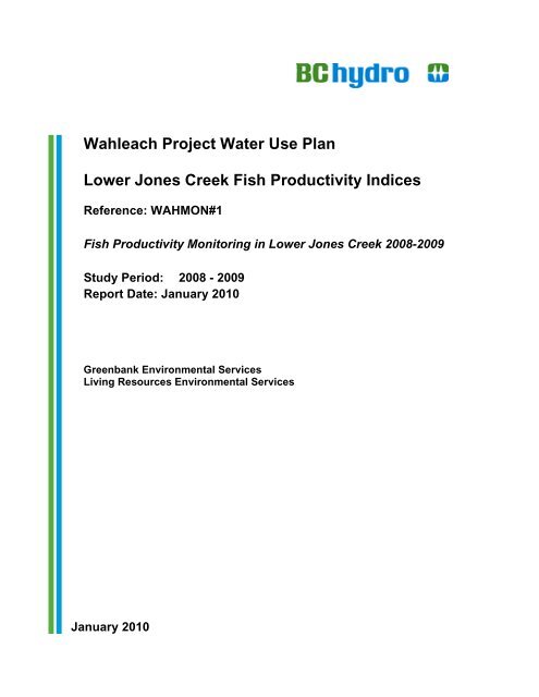 Wahleach Project Water Use Plan Lower Jones Creek ... - BC Hydro