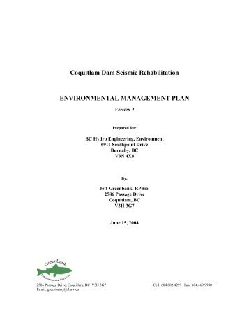 Coquitlam Dam Seismic Upgrade Project ... - BC Hydro