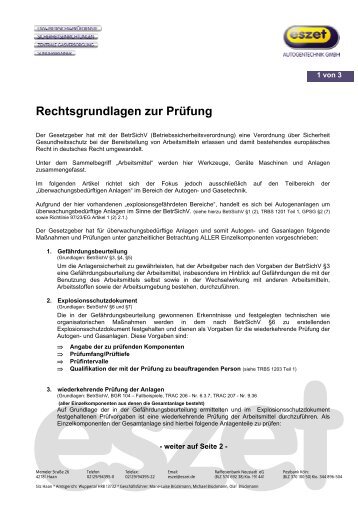 Rechtsgrundlagen zur Prüfung