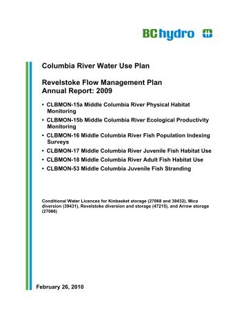 Columbia River Water Use Plan Revelstoke Flow ... - BC Hydro