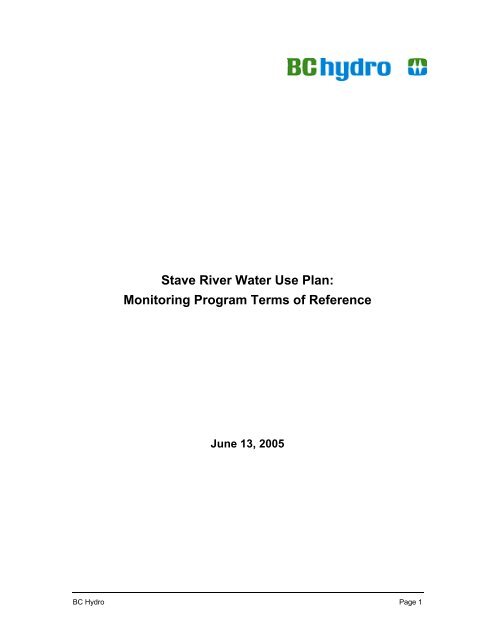 Stave River Water Use Plan - BC Hydro