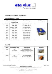 Elektronische Vorschaltgeräte - eta plus electronic GmbH