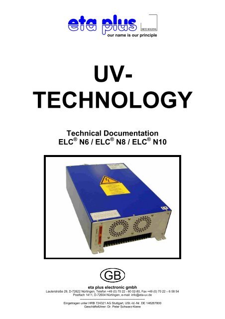 TECHNOLOGY Technical Documentation ELC - eta plus electronic ...