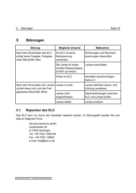 UV- TECHNOLOGIE ÃÂ£ÃÂ¤ÃÂ¸ - eta plus electronic GmbH