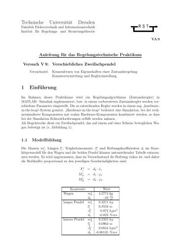 Versuch V9: Verschiebliches Zweifachpendel - Fakultät ...