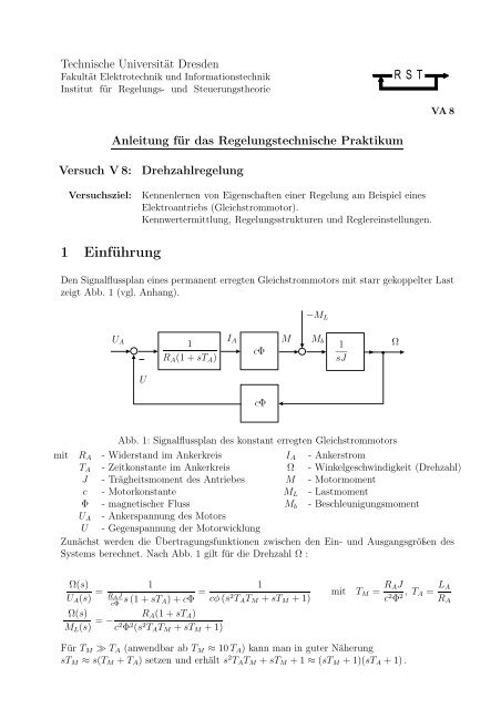 Versuch V8: Drehzahlregelung - Fakultät Elektrotechnik und ...