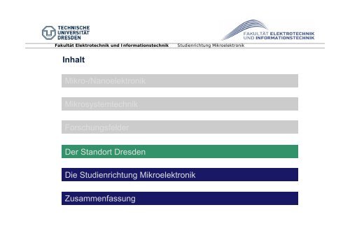 Die Studienrichtung Mikroelektronik - Fakultät Elektrotechnik und ...