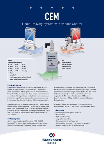 Liquid Delivery System with Vapour Control - Bronkhorst High-Tech ...