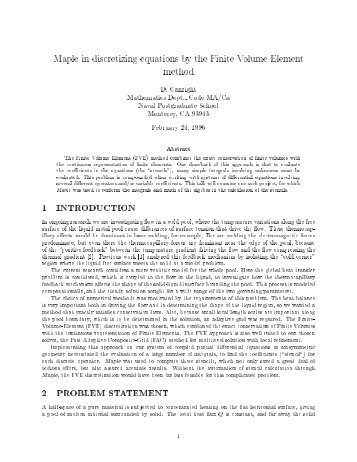 Maple in Discretizing Equations by the Finite Volume - index - Naval ...