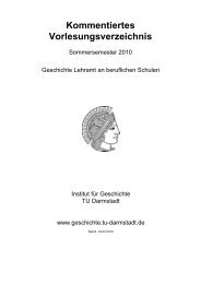 Kommentiertes Vorlesungsverzeichnis - Institut für Geschichte