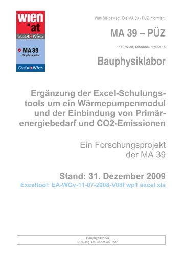 MA 39 – PÜZ Bauphysiklabor - Wohnbauforschung