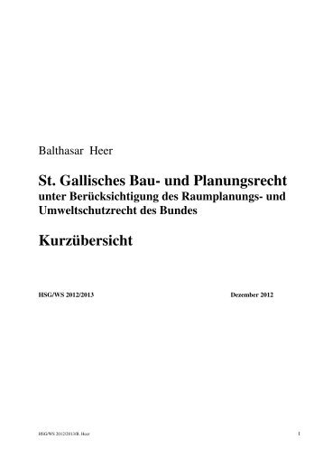 Dr. Balthasar Heer, St. Gallisches Bau- und Planungsrecht