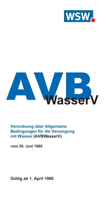 AVBWasserV (Allgemeine Versorgungsbedingungen Wasser)