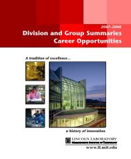 Division and Group Summaries Career Opportunities - MIT Lincoln ...