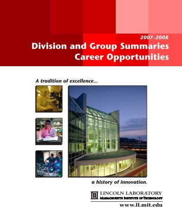 Division and Group Summaries Career Opportunities - MIT Lincoln ...