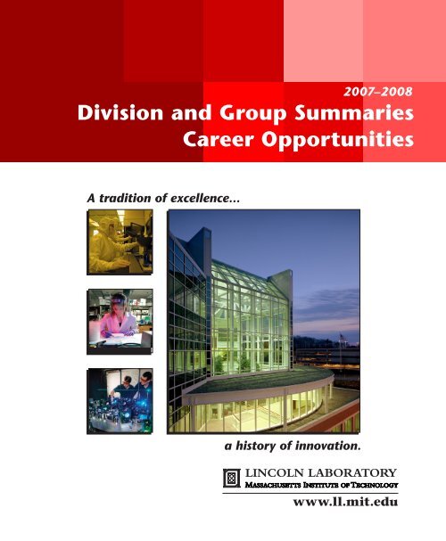 Division and Group Summaries Career Opportunities - MIT Lincoln ...