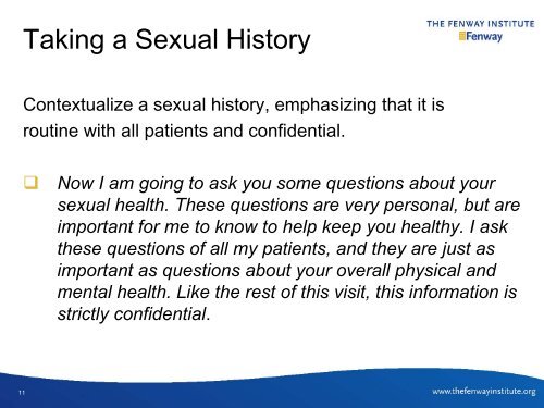 Knowing Your Patients: Taking a History and ... - Fenway Health