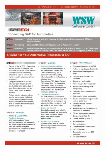 Connecting SAP for Automotive - WSW Software GMBH
