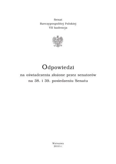 Odpowiedzi - Senat RP - Senat Rzeczypospolitej Polskiej