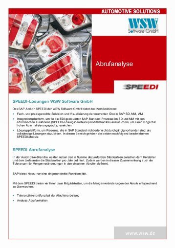 SPEEDI Abrufanalyse WSW Software GmbH
