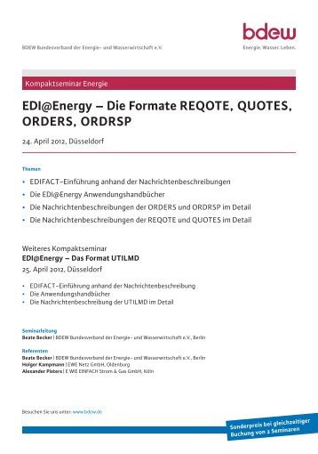 EDI@Energy – Die Formate REQOTE, QUOTES ... - EW Medien