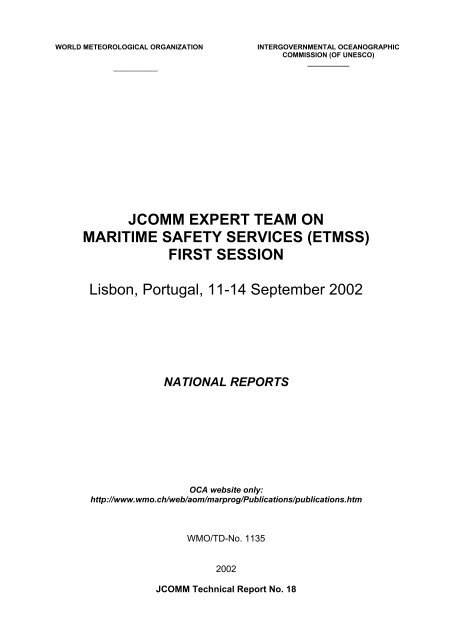 Jcomm Expert Team On Maritime Safety Services Etmss