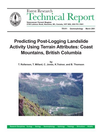 Predicting post-logging landslide activity using ... - Ministry of Forests