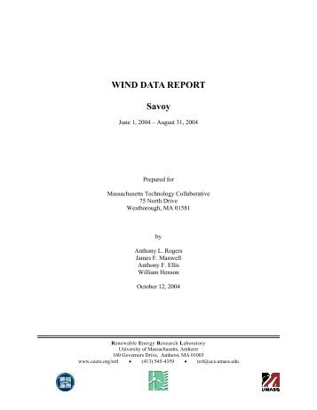 WIND DATA REPORT Savoy - University of Massachusetts Amherst