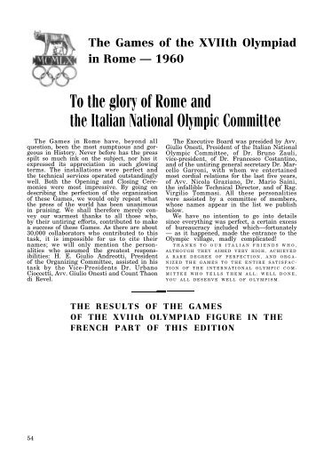 The Games of the XVIIth Olympiad in Rome - 1960. - LA84 Foundation