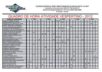 vespertino - COLÉGIO ESTADUAL PROF BENTO M. DA R. NETO