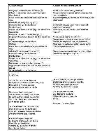 traduction des chansons de Bil Aka Kora - GET Francheville