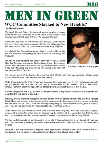 WCC Committee Stacked to New Heights? - Warringah Cricket Club