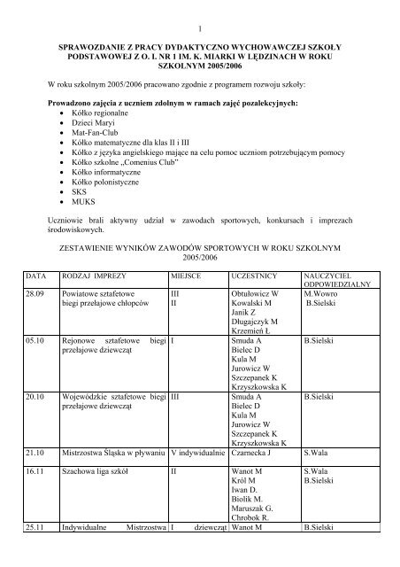 1 sprawozdanie z pracy dydaktyczno wychowawczej szkoły