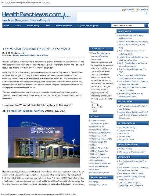 The 25 Most Beautiful Hospitals in the World : Health Exec News - dwp