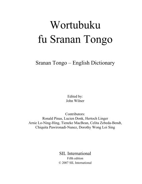 Wortubuku fu Sranan Tongo - SIL International
