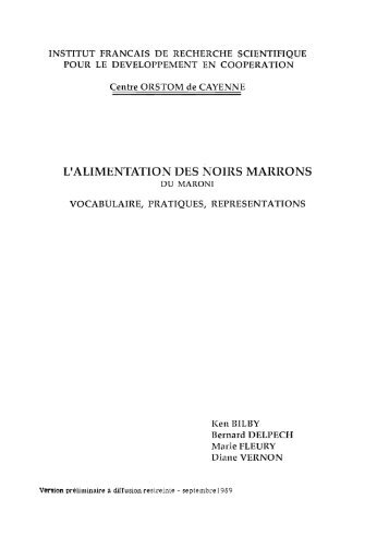 L'alimentation des Noirs Marrons du Maroni : vocabulaire ... - IRD