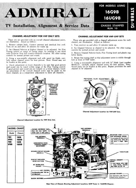 Admiral TV Installation, Alignment & Service Data - Mcmlv.org